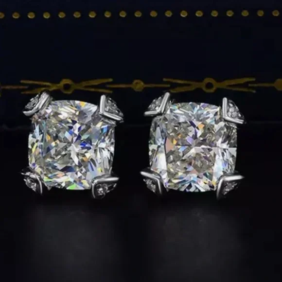 2ct Cushion Cut Earrings - Picture 5 of 11